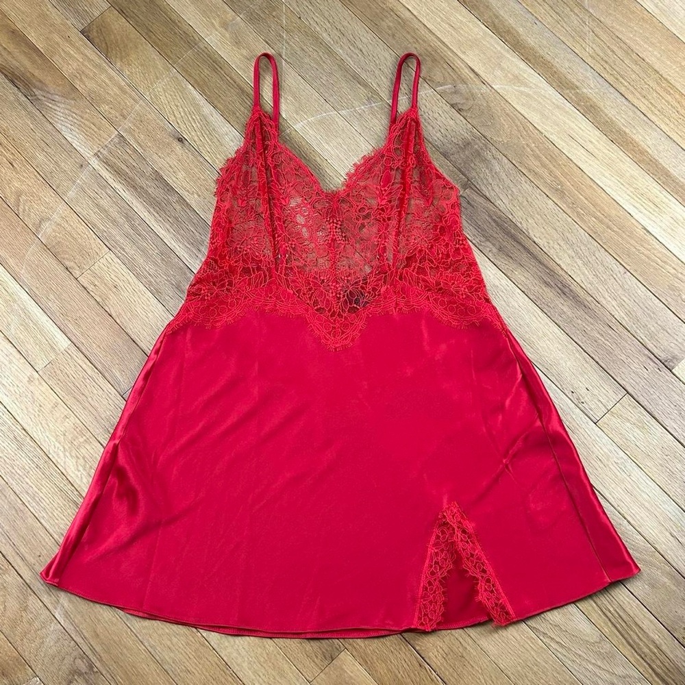 Victoria’s Secret red lace slip dress